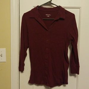 Burgundy Button Up Blouse